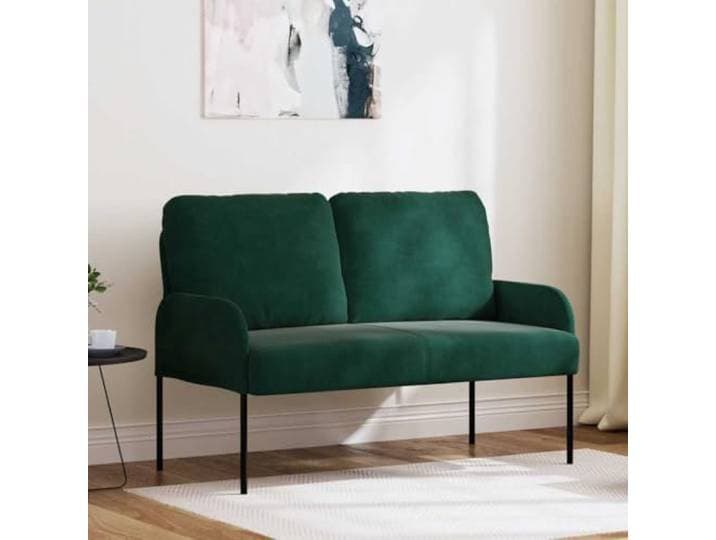 ZQQLVOO Sofa 110cm Dunkelgrün Polyester mit Kissen Metallbeine Schwarz, Abriebfest, Pflegeleicht, Modernes Design
