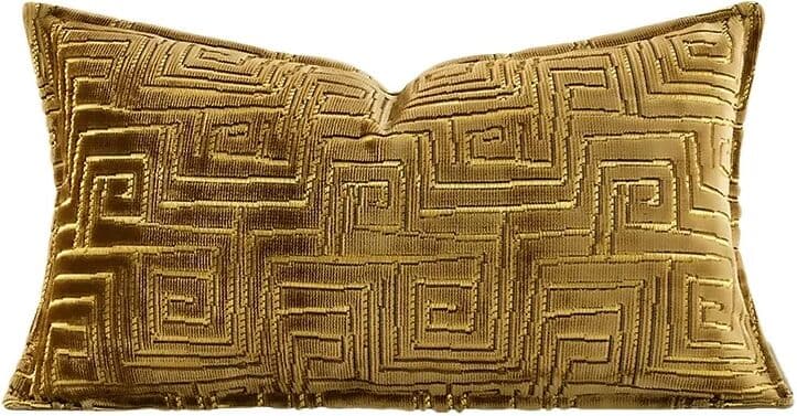NONE Luxury Goldedn Yellow Pillows Retro Chinese Geometric Cushion Case Modern Decorative Pillow Cover For Sofa Chair Home Decoration