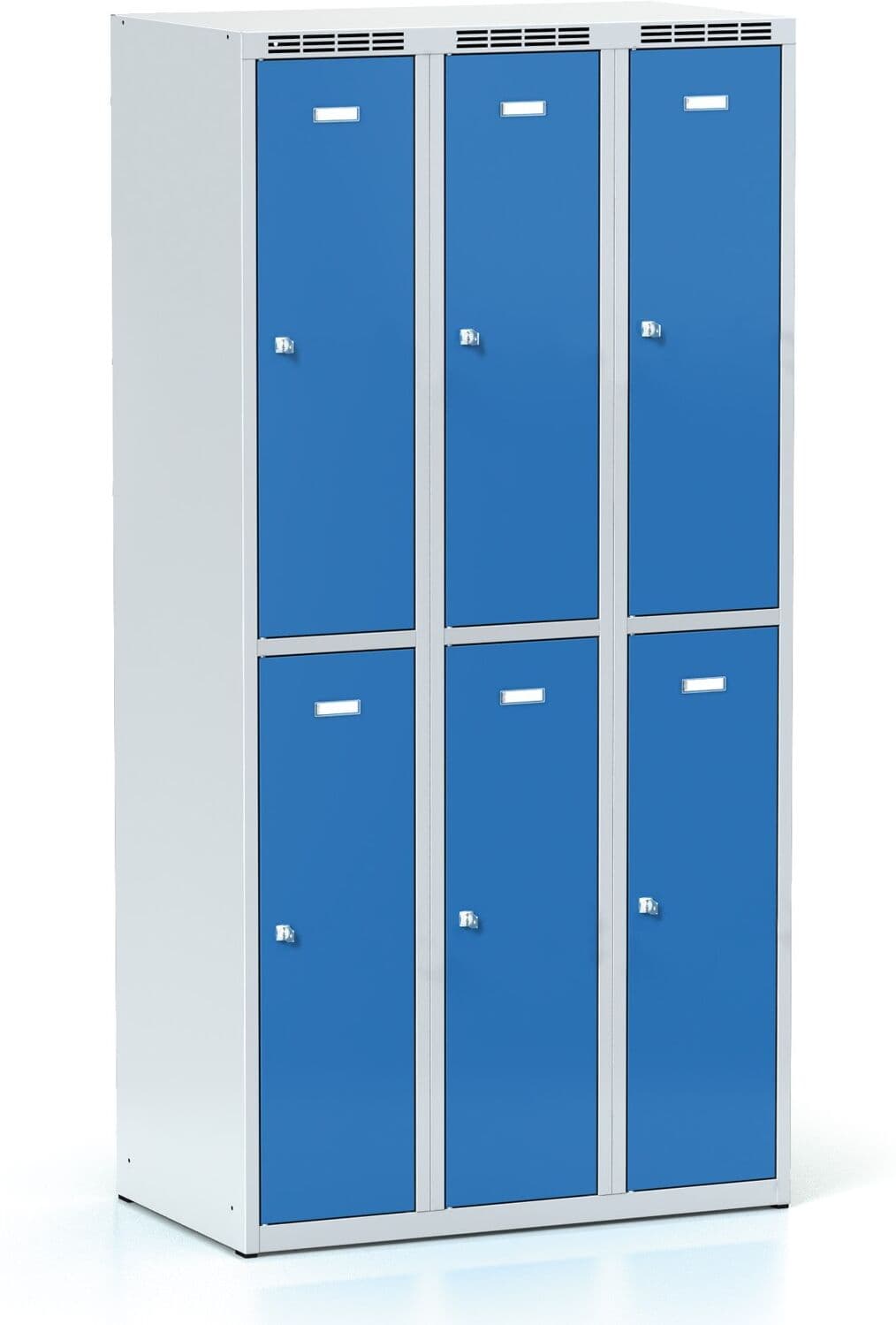 Alfa 3 Schließfachschrank S6, 6 Fächer, 1800 x 900 x 500 mm, Drehriegelschloss, blaue Tür
