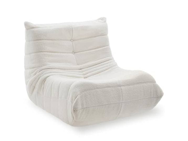 tectake® Relaxsessel mit Bouclé-Bezug, Premiumschaumstoff, 95 x 100 x 75 cm ohne Montage, rutschfeste Unterseite, boneless, formstabil und strapazierfähig, bequeme Sitzmulde, Sitzsack - Bouclé creme
