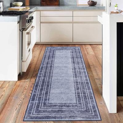 Garvee Washable Area Rugs for Living Room, Soft Modern Bordered Rug Non Slip Low Profile Carpets for Bedroom Dining Room
