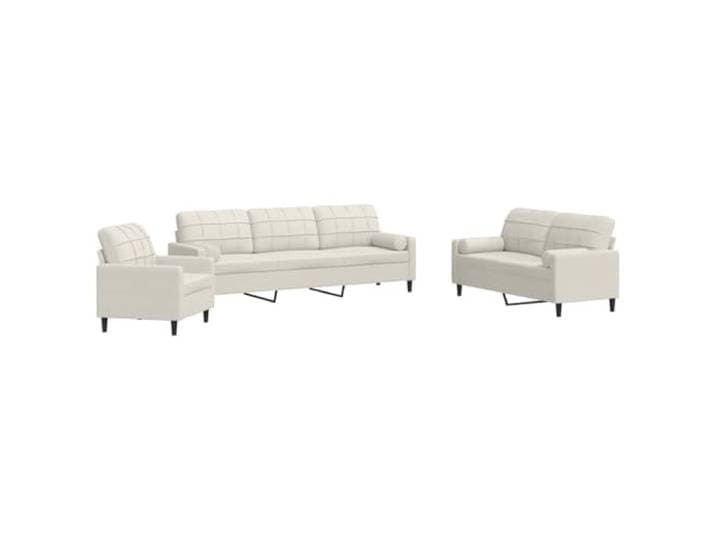 GHVBNMF 3-TLG Sofagarnitur mit Kissen Samt Couch Set Cremeweiß Dreiteilige Polstergruppe aus weichem Samt mit robustem Metallgestell für Ihr Wohnzimmer inklusive vier Nackenkissen.