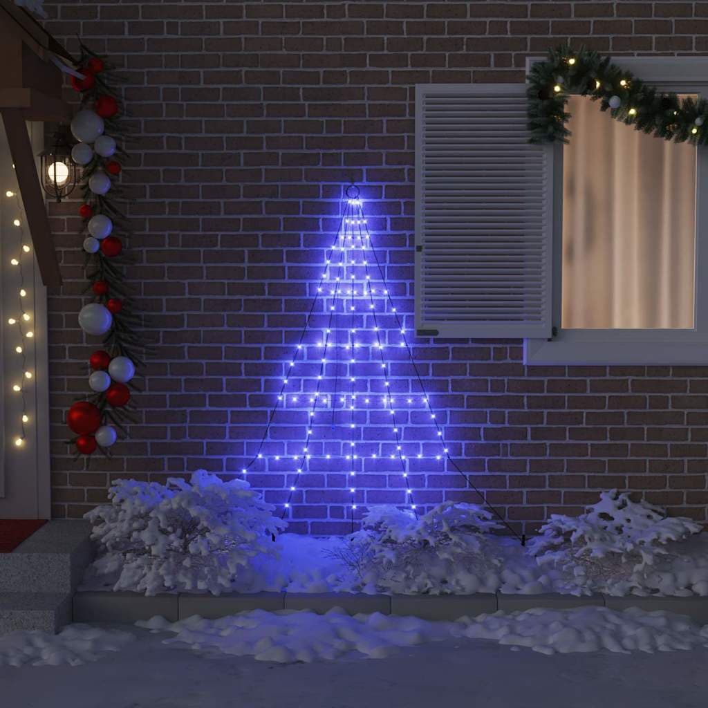 vidaXL Arbre de Noël LED avec piquets au sol Bleu 182 cm métal