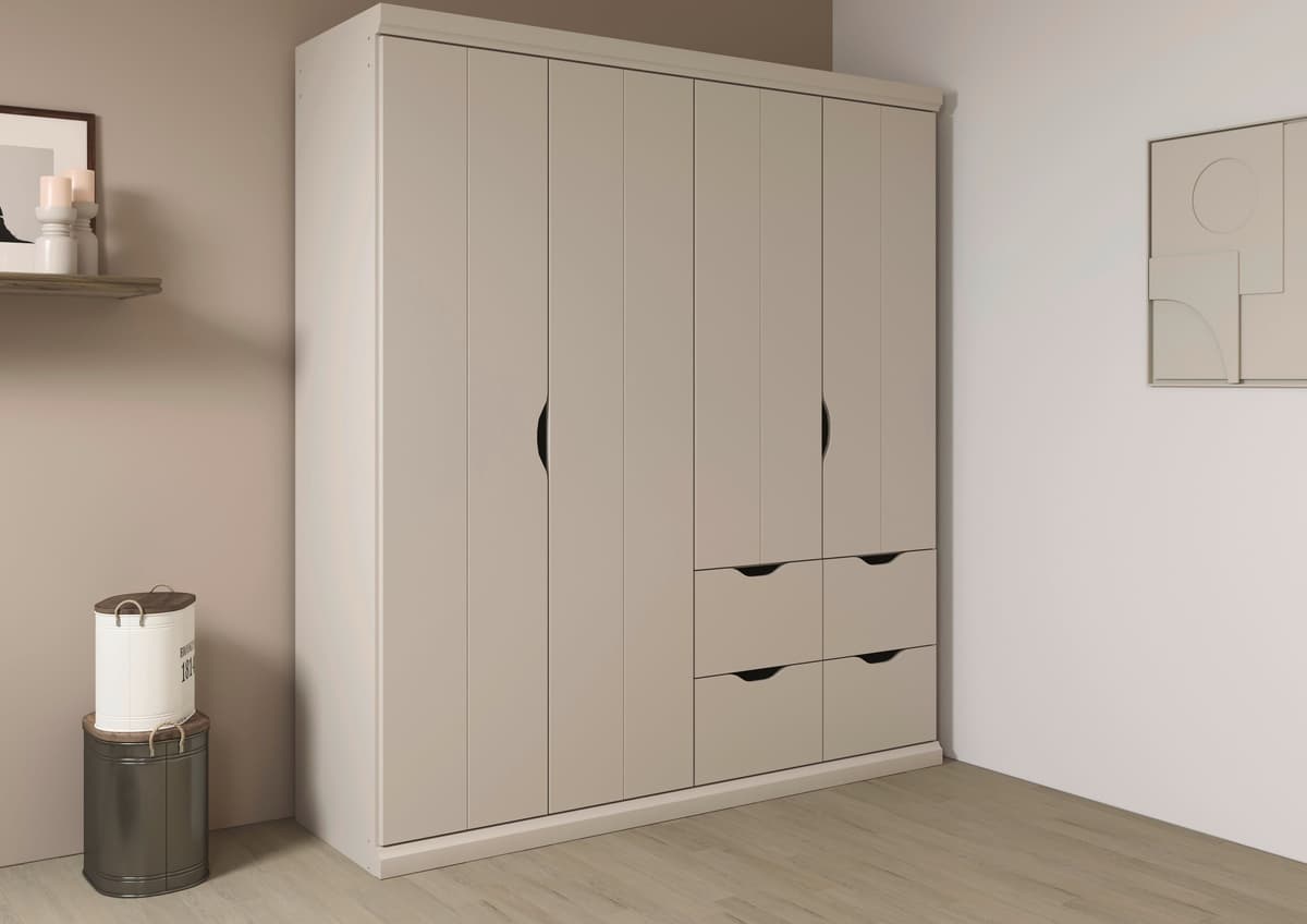 Kleiderschrank OTTO HOME "Mehrzweckschrank Aktenschrank Möbel Mietswohnung Schlafzimmer MARLENE", beige (beige (champagner)), B:181cm H:203cm T:56cm, Holzwerkstoff, Schränke, Kleiderschrank, in 3 Breiten 91/136/181 cm im Landhaus-Stil MADE IN GERMANY