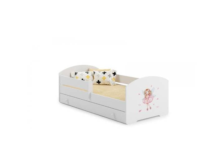 Lit enfant 140 x 70 cm + sommier + matelas + tiroir + barrière de protection