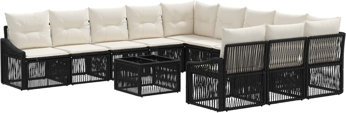 vidaXL Ensemble de canapé de jardin 12 pc 11 place Noir polyrotin