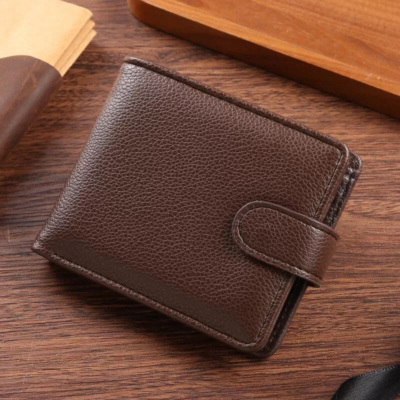 INF Portefeuille en PU pour homme - Design fin et spacieux café