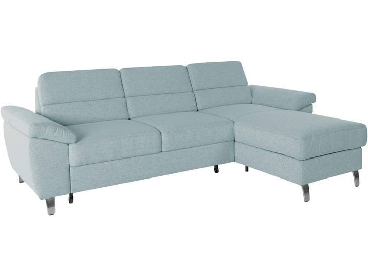 Ecksofa, Struktur Stoff, Blau (Aqua) 250×161 cm, Mit Bettfunktion & Bettkasten, Sit&More