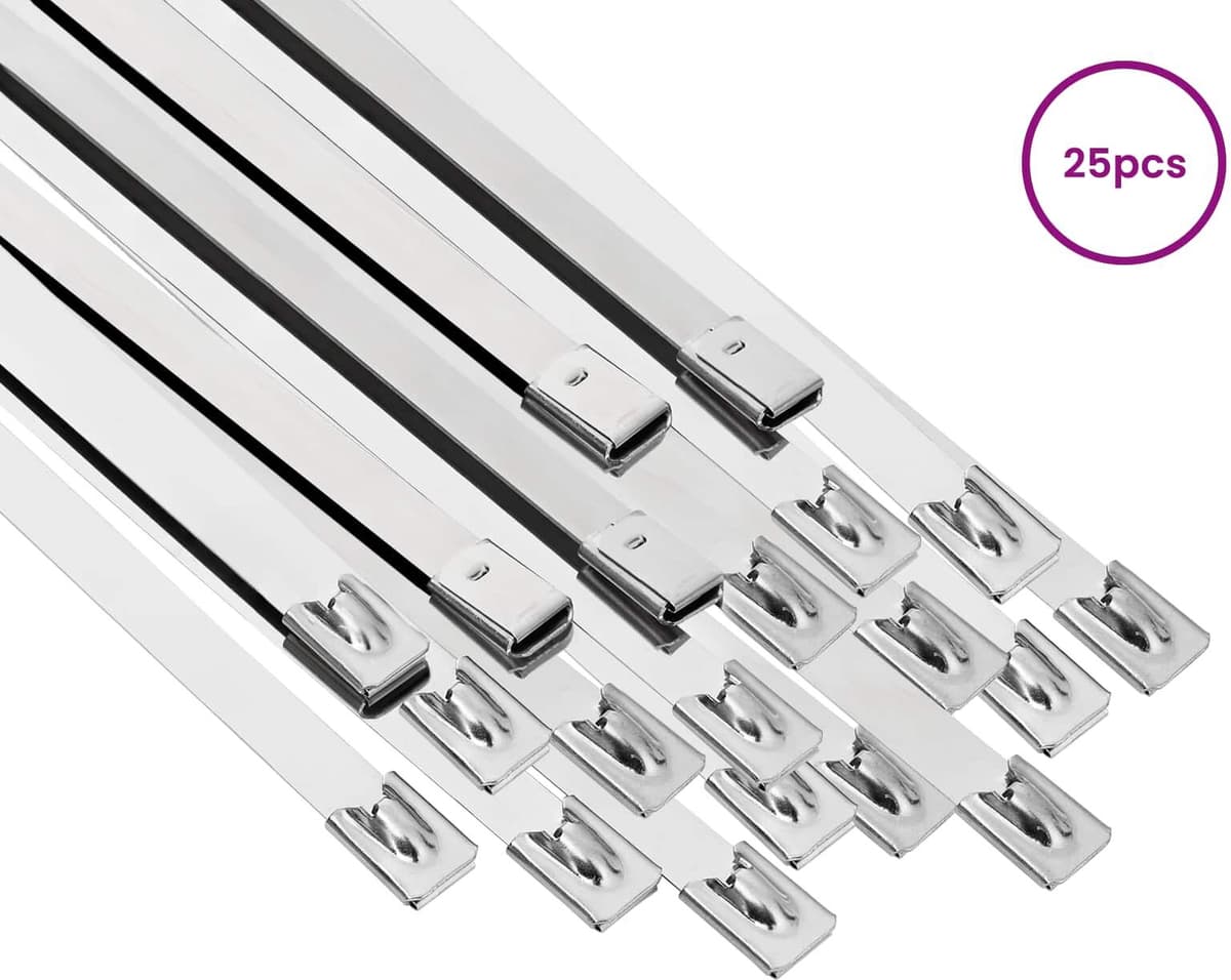 vidaXL Attache de câble 25 pc 7,9 x 700 mm Argenté