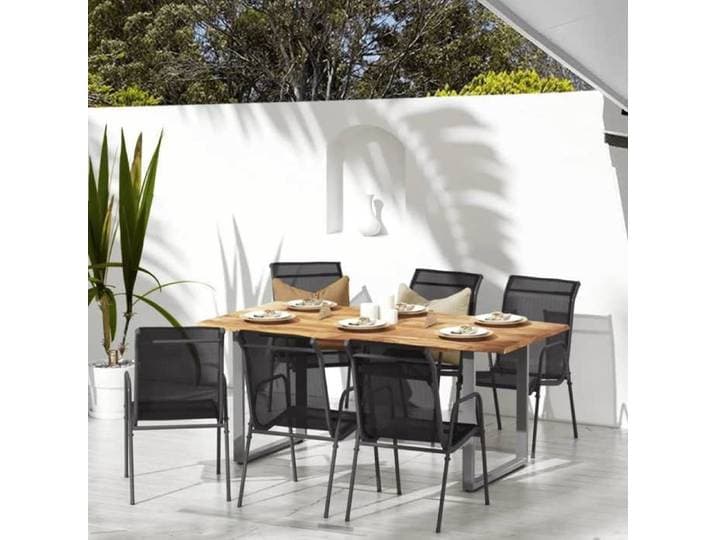(Noir)Chaises de jardin - SIGNOR - Jusqu'à 120 kg Ensemble De 6 Acier et textilène Noir 141493