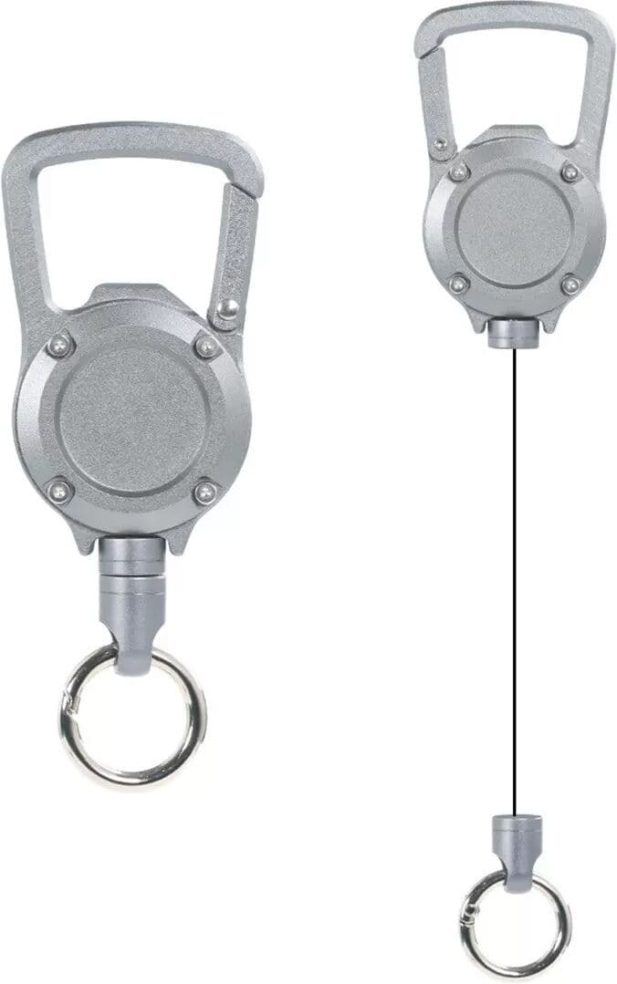 INF Porte-clés rétractable multifonctionnel en alliage d'aluminium avec ouvre-bouteille - Gris Canon de Fusil
