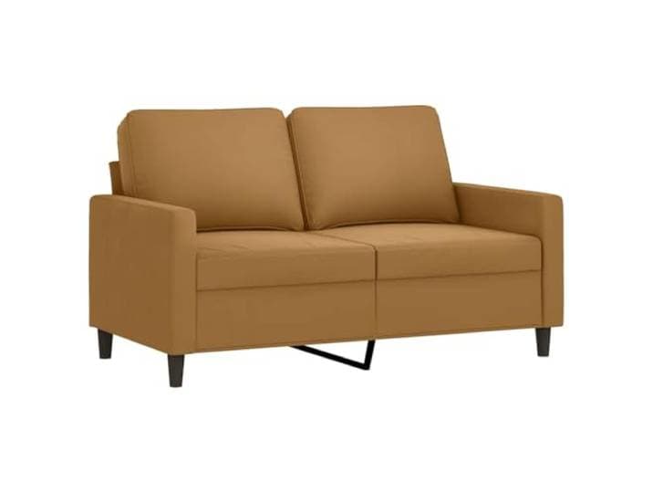 KTHLBRH 3-teiliges Sofaset mit Fußhocker und 5 Kissen, brauner Samt Struktur aus Sperrholz und Metall, Polsterung aus Schaumstoff, 2-Sitzer 138 cm, 3-Sitzer 198 cm