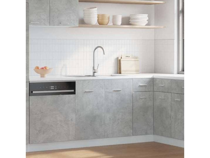 Meuble cuisine charge 65 kg Design Moderne Armoire de plancher d'évier -  Lyon  gris béton 80x46x81 5cm 869388