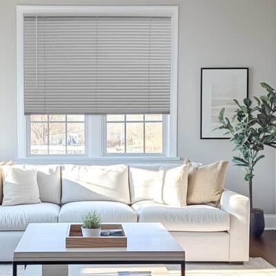 "Chicology Light Filtering Cordless Vinyl Mini Window Blinds - 1"" Slats - Gray 36"" Height Sizes"