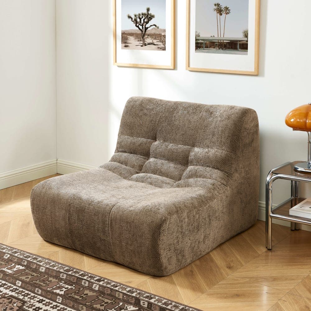 Sorelh Sillón modular de 1 plaza, tejido de chenilla color topo
