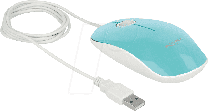 DELOCK 12538 - Ratón (ratón), cable, USB, turquesa