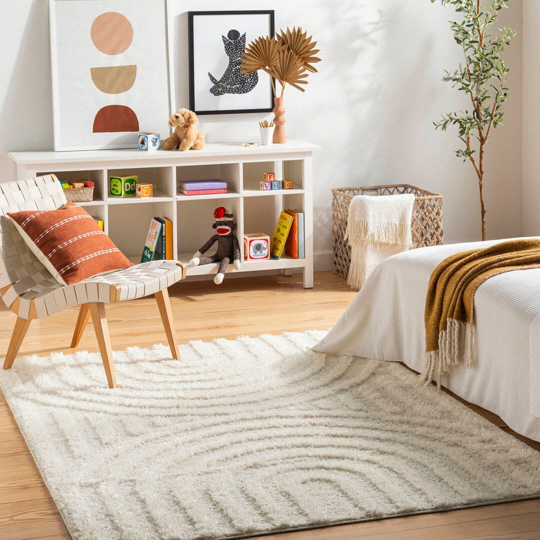 Latitude Run Aley Rectangle Oriental Washable Area Rug White;Beige Rectangle 200 x 275cm