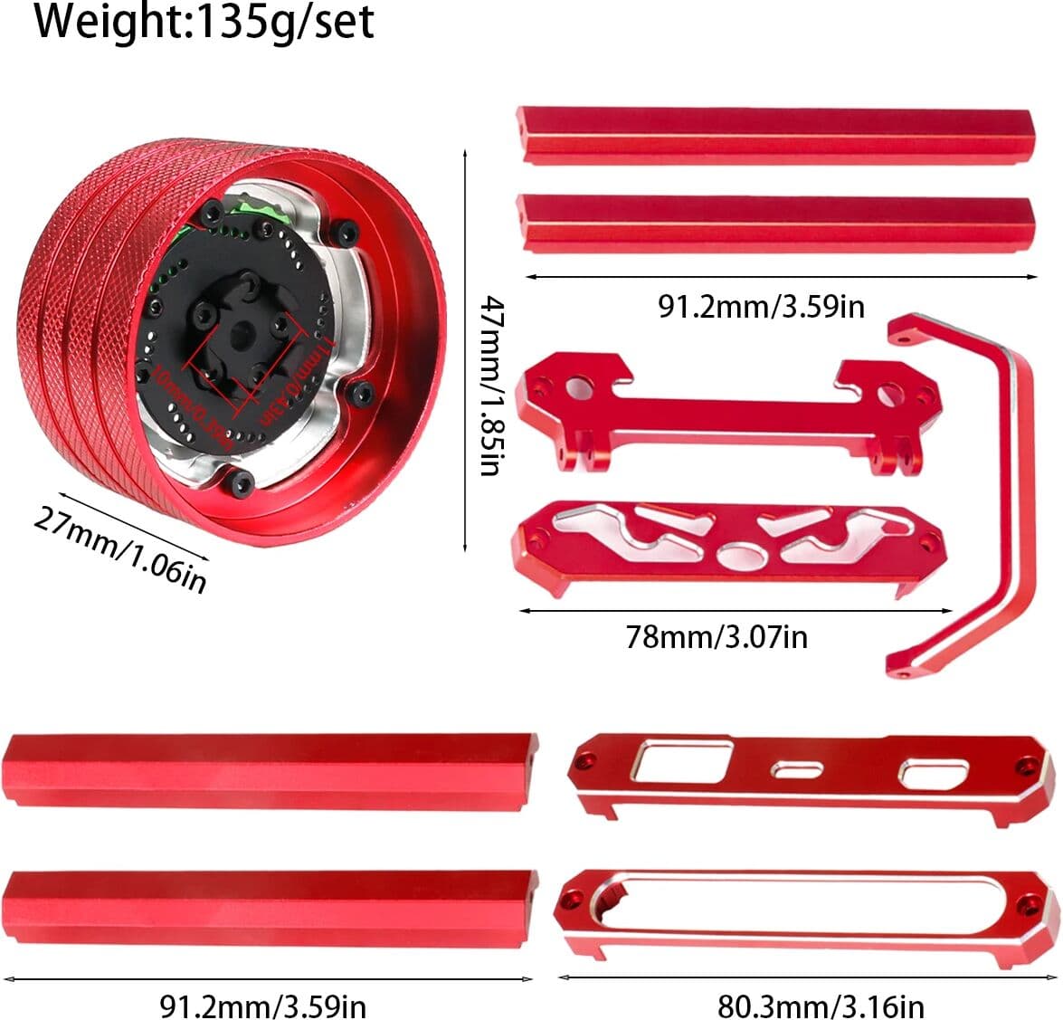 Wonder Rc NB4 Metal Transmitter Upgrade Kit with Top/Bottom Protective Brackets And Direction Wheels Compatible with Flysky Nob NB4