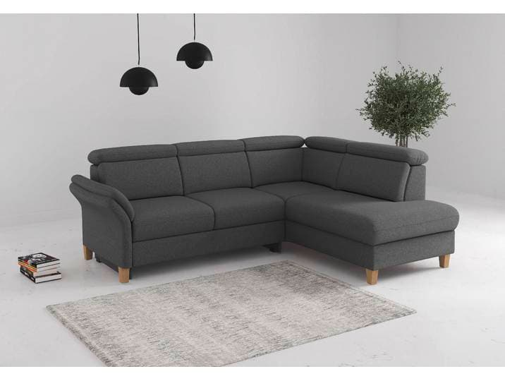 Ecksofa OTTO HOME Glendale, L-Form , grau (dunkelgrau), B:247cm H:84cm T:193cm, 95% Polyester, 5% Polyamid, Sofas, Ecksofa, inkl. Kopfteilverstellung, wahlweise mit Vorziehsitz und Bettkasten