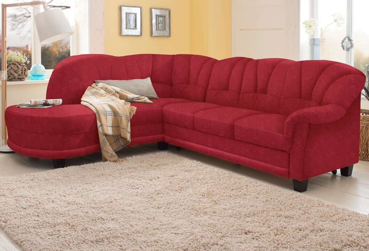 Ecksofa HOME AFFAIRE "Camelita, Landhaus Sofa, 2 Varianten: Recamiere- oder Ottomane, L-Form", rot (bordeaux), B:231cm H:86cm T:81cm, MELROSE/Struktur (100% Polyester);Microfaser PRIMABELLE (100% Polyester);MELROSE (100% Polyester), Sofas, Ecksofa, wahlwe