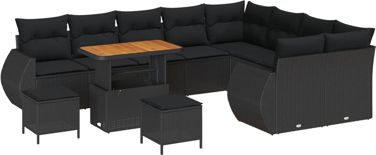 vidaXL Ensemble de canapé de jardin 12 pc Noir polyrotin