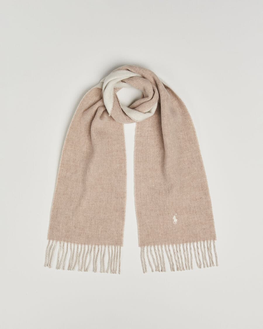 Polo Ralph Lauren Reversible Wool Scarf Taupe/Winter Cream men One size Beige