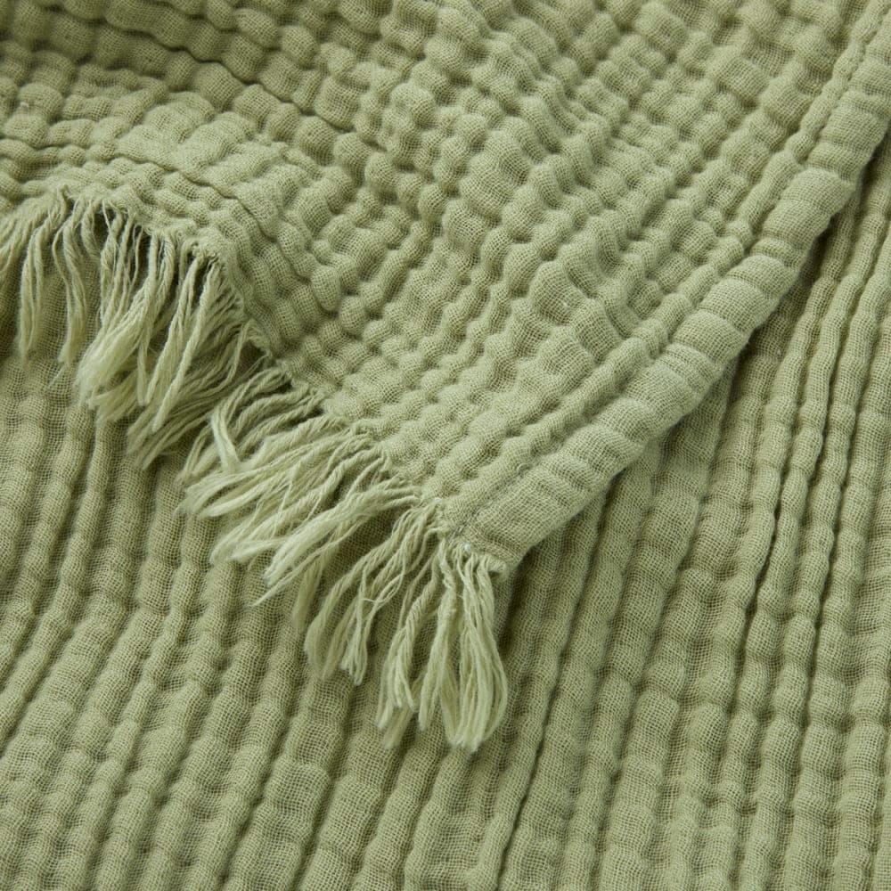 Desforges Plaid en gaze de coton vert 130 x 170 cm Vert 170x1x130cm