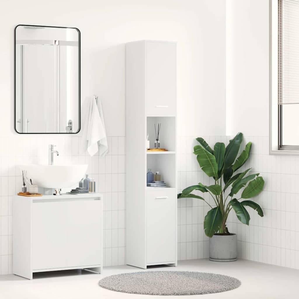 vidaXL Armário de casa de banho derivados de madeira branco Blanco