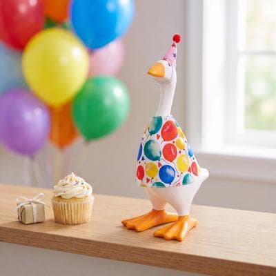 Evergreen Gordy Goose Table Decor with Fabric Accessory Set, Flower