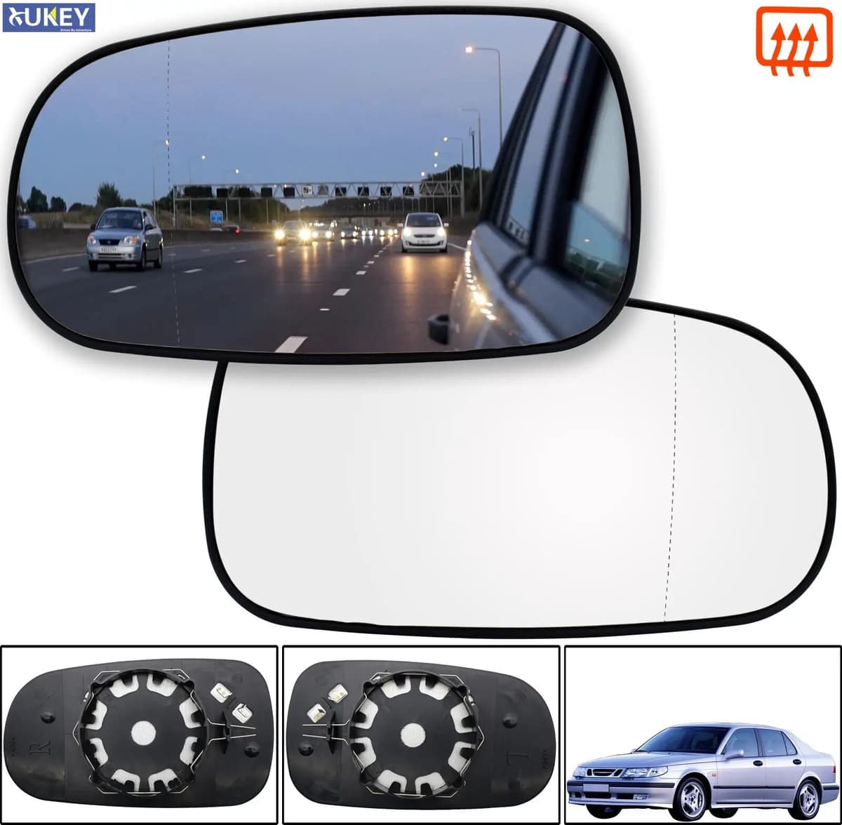 XUKEY For Saab 9-5 9-3 YS3F YS3E 2002 - 2012 Left Right Door Side Wing Mirror Glass Heated With Base Blind Spot Back Plate Spring Clip