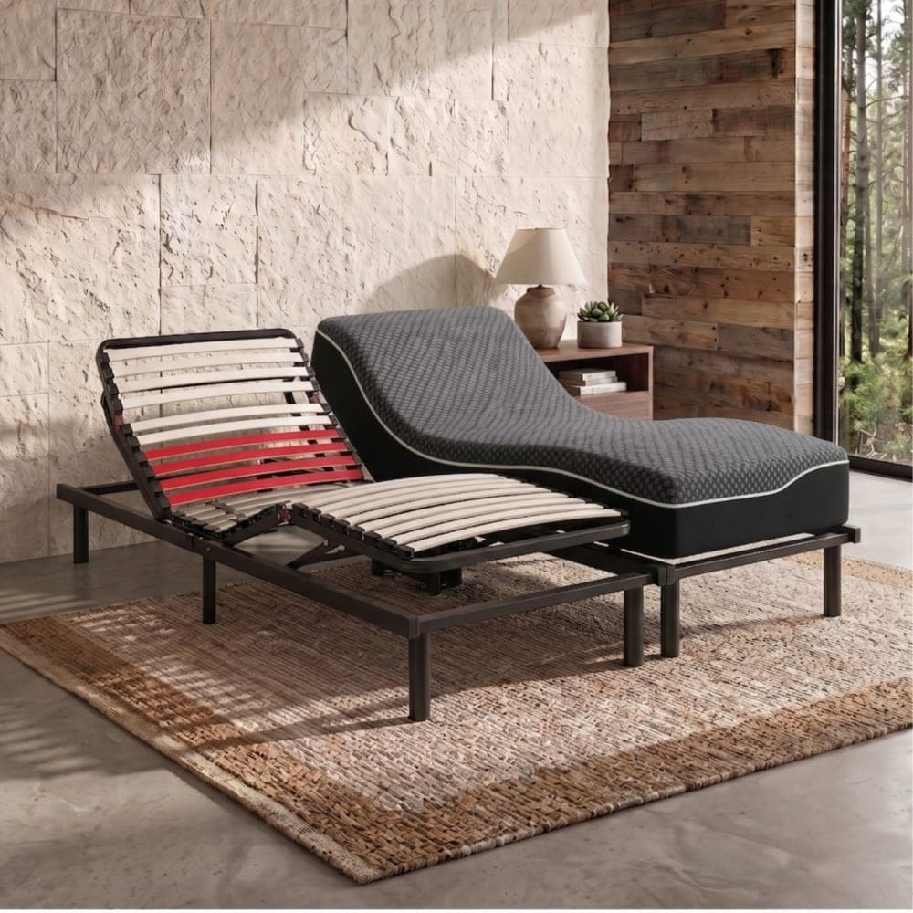 Reca Bedding Conjunto somier eléctrico negro y colchón 23cm 100x200cm