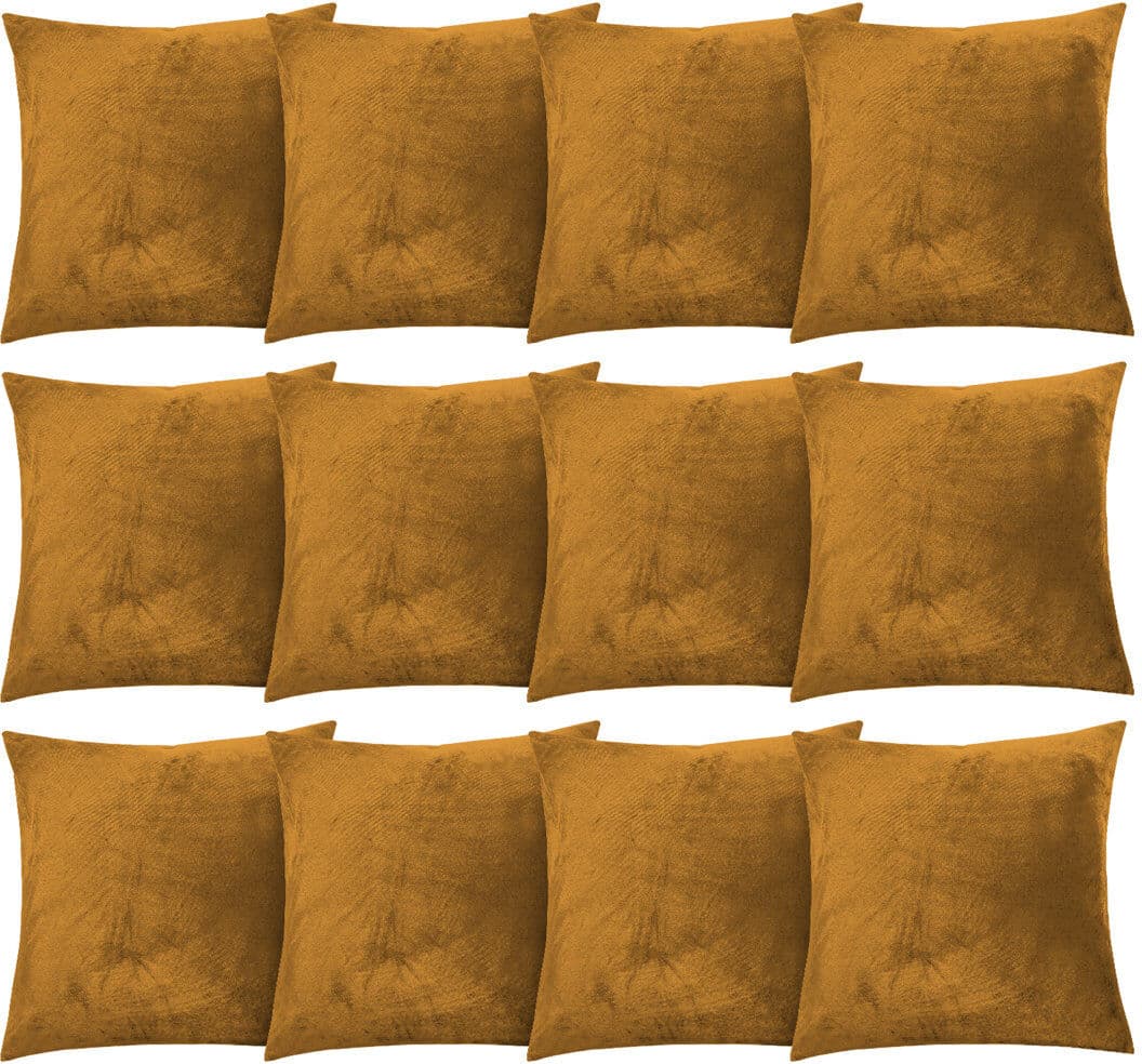Aspire Homeware Square Plain Velvet Scatter Cushion Cover Ochre 45cm H X 45cm W X 17cm D