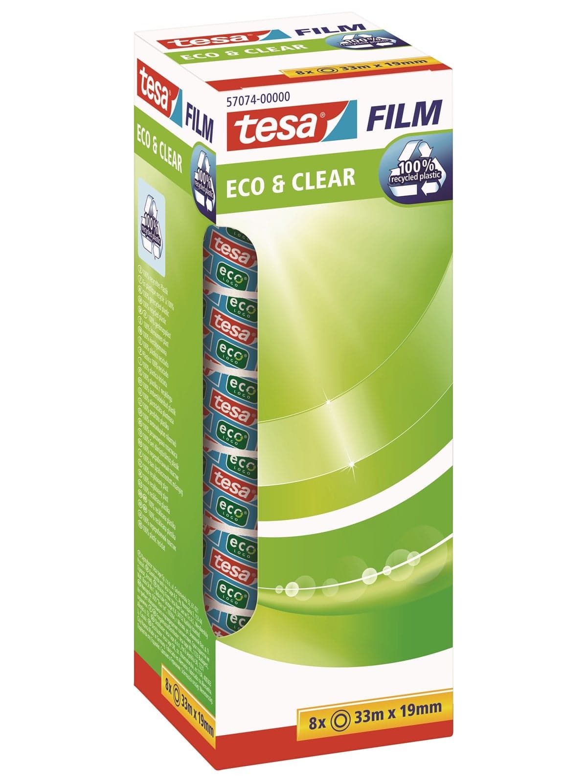 tesa film eco & clear Transparentes Büro-Klebeband 8er-Pack
