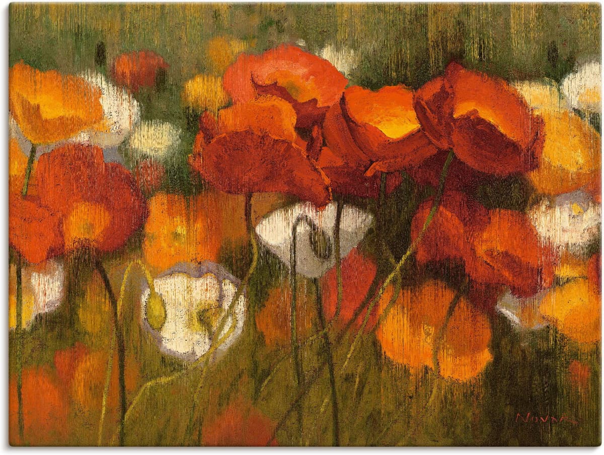 Leinwandbild ARTLAND "Das starke Rot II", orange (farbe bild(er): orange), B:60cm H:45cm, Bilder, Leinwandbild, auf Holzrahmen gespannt farbe bild(er): orange B/H/T: 60cm x 45cm, Leinwandbild Blumenwiese Querformat, 1 Stk.