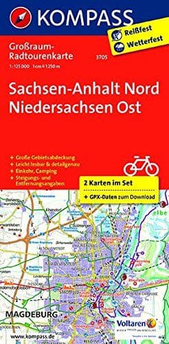 KOMPASS-Karten GmbH - Sachsen-Anhalt Nord - Niedersachsen Ost: Großraum-Radtourenkarte 1:125000, GPX-Daten zum Download (KOMPASS-Großraum-Radtourenkarte, Band 3705) - Preis vom 17.10.2026 19:25:27 h