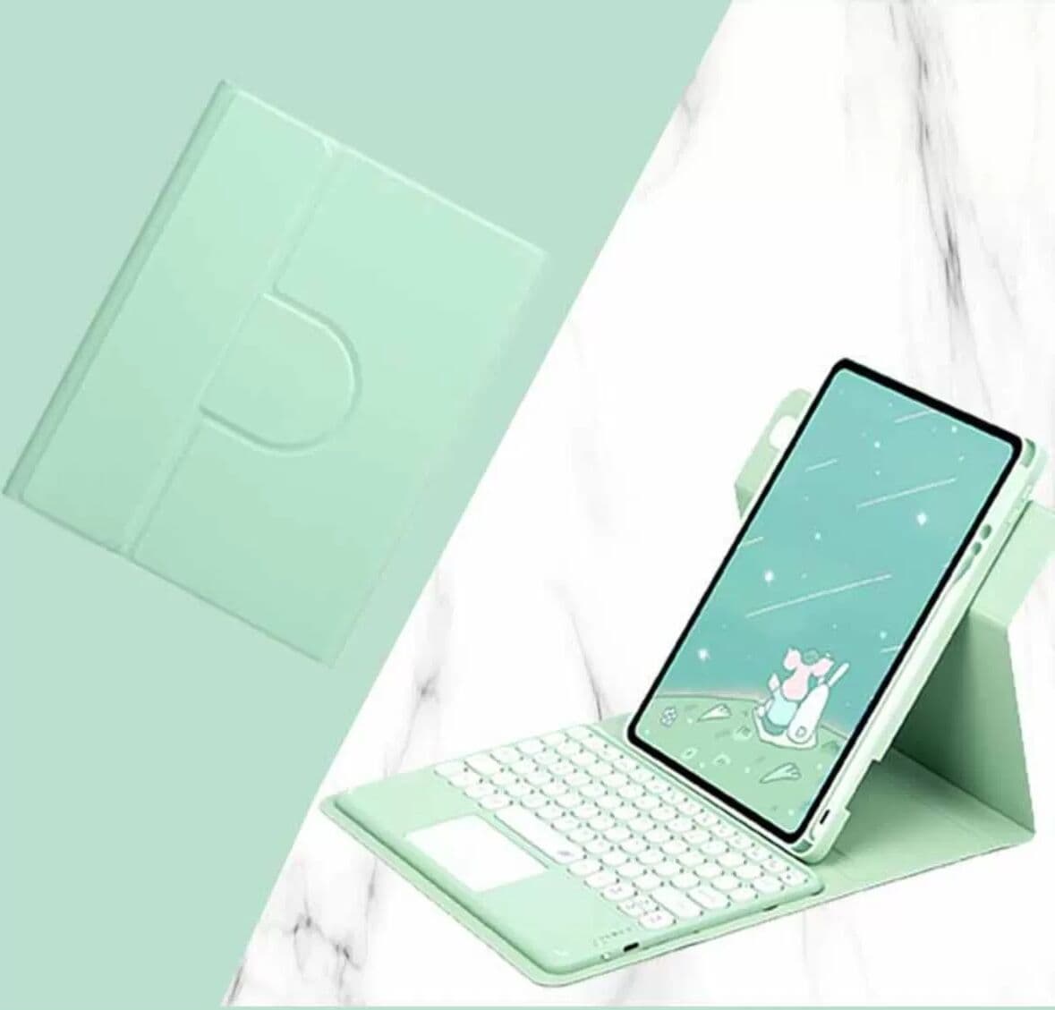 INF Minzgrüne Bluetooth-Tastatur Magnetic Case mit Touchpad kompatibel mit iPad Pro (M4) 11-Zoll (2024)