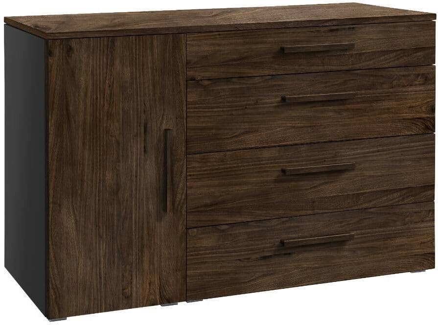 Pharao24.de Sideboard Wohnzimmerschrank in Nussbaumfarben und Anthrazit