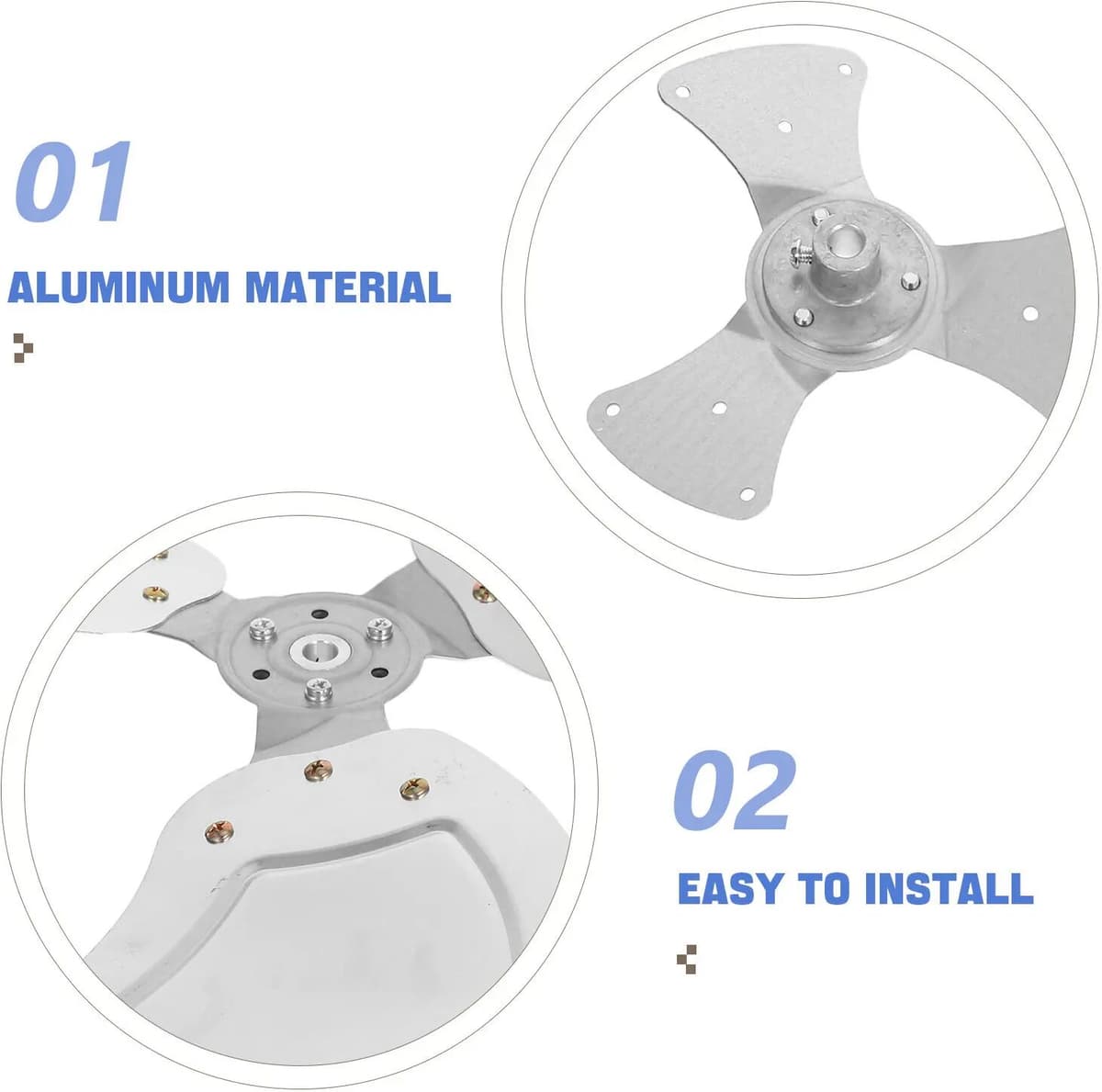 NONE 2-Pack Aluminum Fan Blades Replacement for Floor Standing Pedestal Fans Industrial Commercial Quiet Low Noise Efficient Airflow