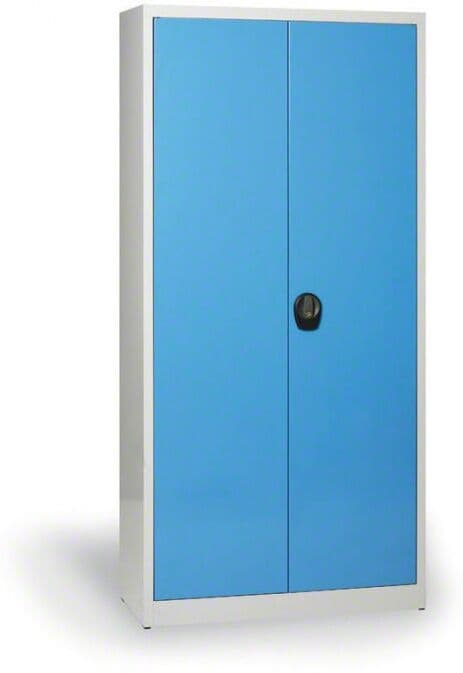 Dílenská policová skříň na nářadí KOVONA JUMBO, 4 police, demontovaná, 950 x 800 x 1950 mm, šedá / modrá
