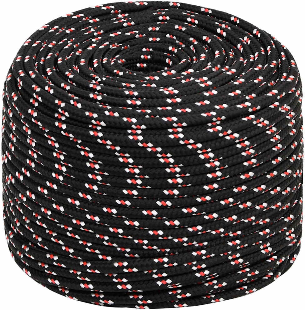 vidaXL Corde de bateau Noir 8 mm 25 m Polypropylène