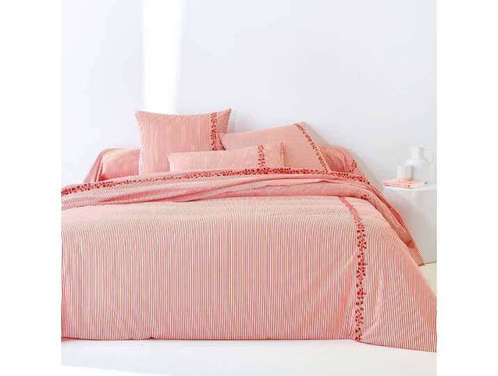 Linge de lit Faustine imprimé rayures et brodé - coton 57 fils/cm² - Blancheporte