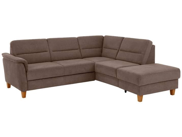 Ecksofa HOME AFFAIRE Palmera, L-Form, B: 236 cm, Bettfunktion & Bettkasten wählbar , braun, B:236cm H:89cm T:212cm, 100% Polyester;Struktur (100% Polyester);Luxus-Microfaser in Lederoptik (100% Polyester), Sofas, Ecksofa, Federkern-Polsterung, Sitzhöhe 48 cm, handgefertigt, stilvolles Design