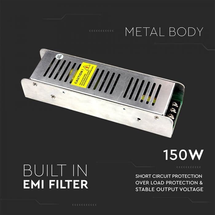 V-Tac Vt-20155d Alimentatore Slim In Metallo 150w 24v 6.25a Ip20 Triac Dimmerabile 199x61x31mm - Sku 3258