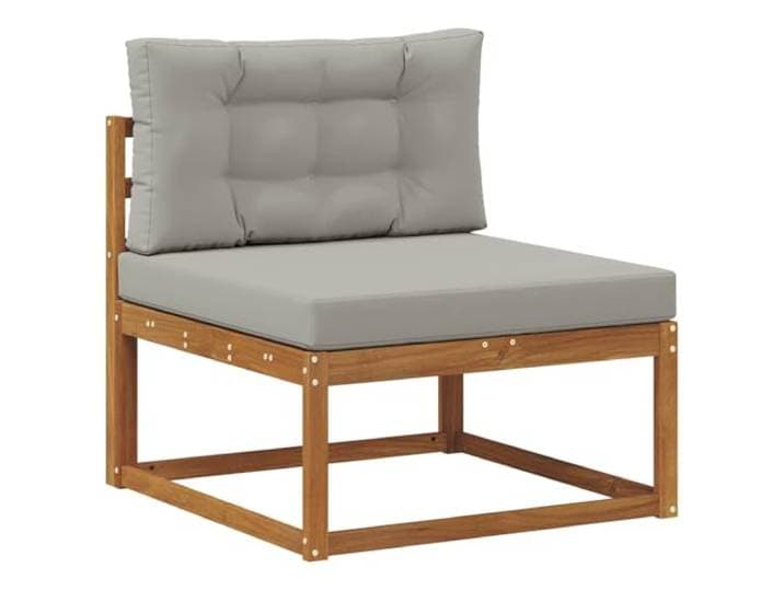 KTHLBRH Sofa-Set für den Außenbereich, 5 Stück, Natur- und Hellgrau Massives Akazienholz, wetterfest, modulares Design, Rückenlehne aus Lattenrost