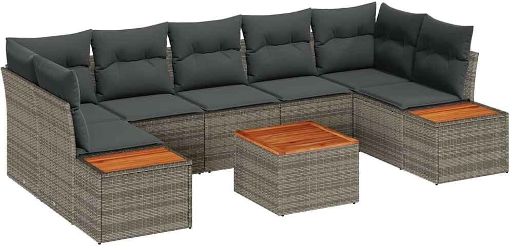 vidaXL Ensemble de canapé de jardin 8 pc Gris Poly rotin
