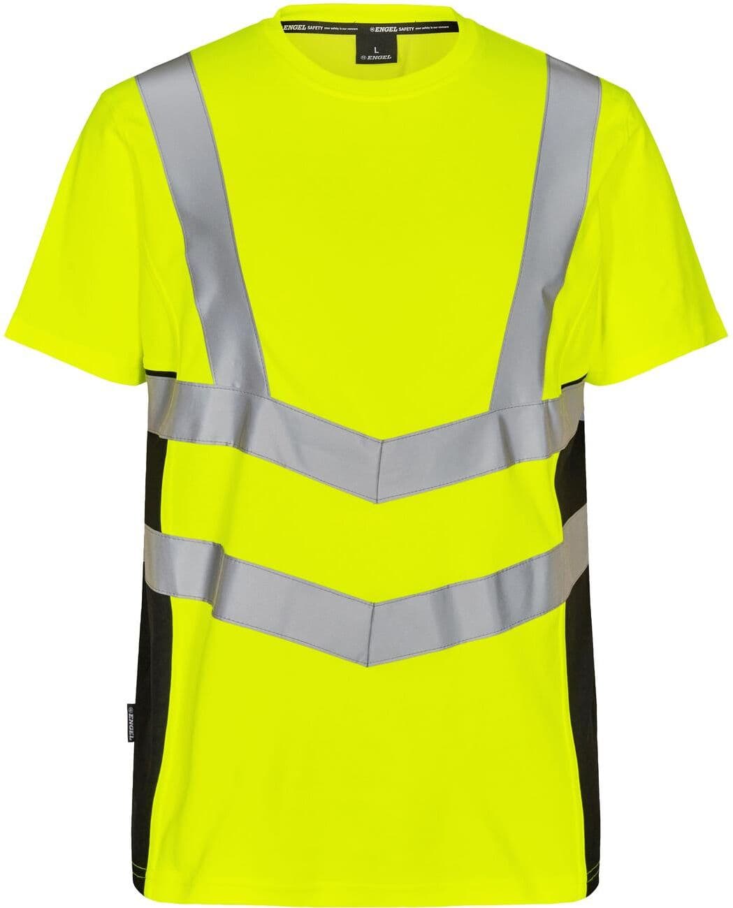 Engel 9544-182 Safety T-Shirt - Arbejds T-Shirt - Hi-Vis T-Shirts Med Reflekser - Gul/sort - M