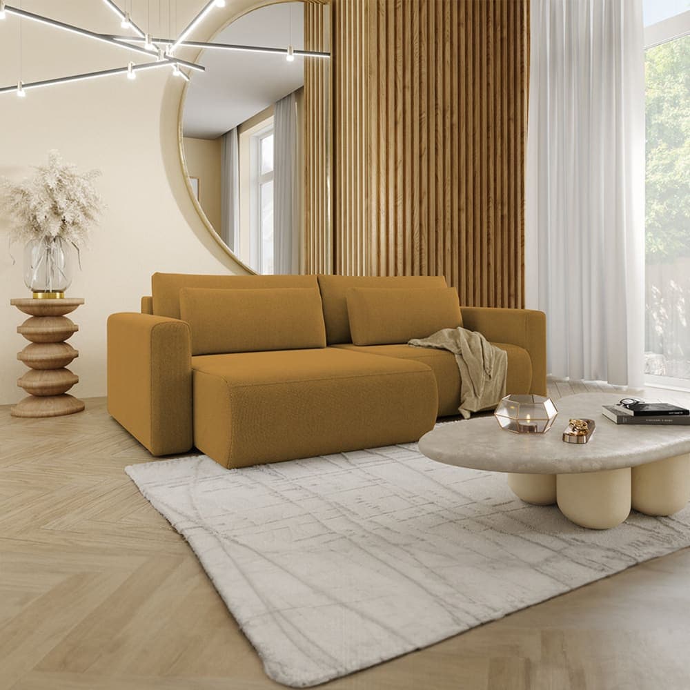 Petits meubles Canapé d'angle réversible convertible bois de pin jaune Jaune 240x82x149cm