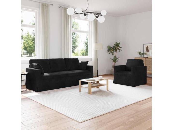 vidaXL Sofa Set 2 stk. Schwarz Samt