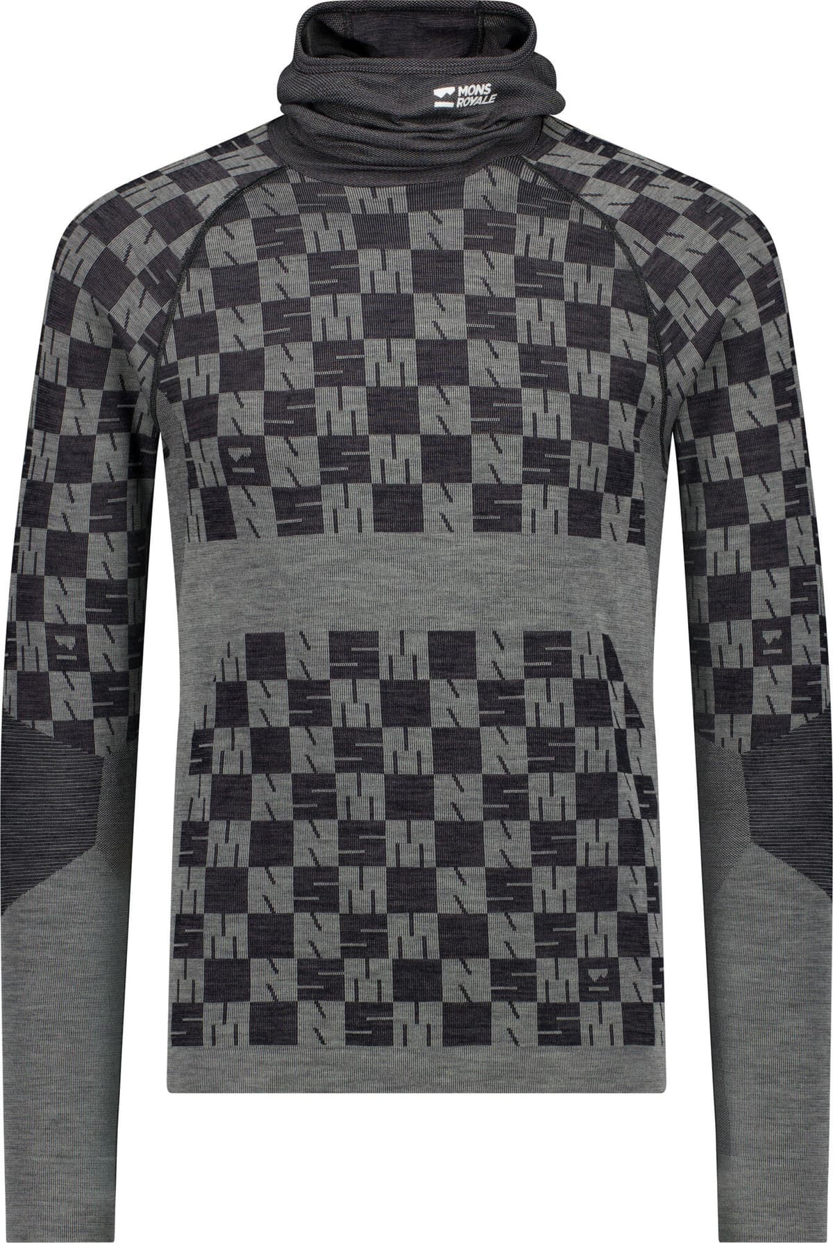 Mons Royale Men's Ascender Merino Seamless Hooded Long Sleeve Dried Sage/Black L