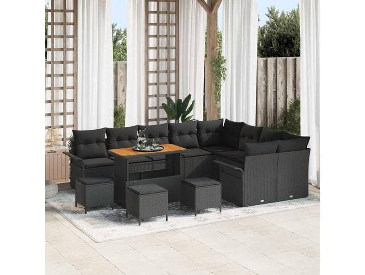 vidaXL Garten-Sofa-Set 13 stk. 12-Sitzanzahl Schwarz